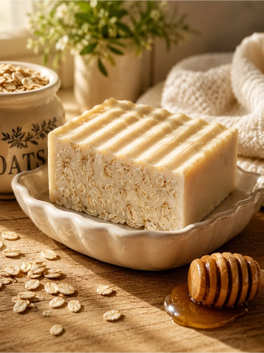 Almond Oatmeal & Honey Natural Soap Bar — Cream